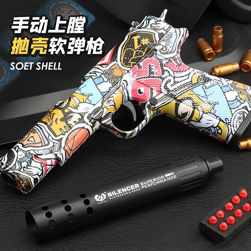 EVA Soft Bullet Toy Guns 3D Graffiti Pistol Toys Pistol Fidget Toys Adults Stress Relief Sensory Toys for Kids Friends Gift