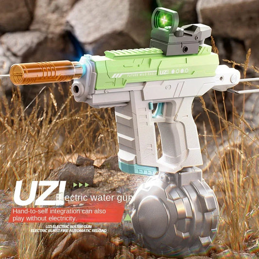 Electric Water Gun Toys with Light UZI USB Charging Automatic Water Absorption for Swimming Pool Play Games Children's Toy Guns